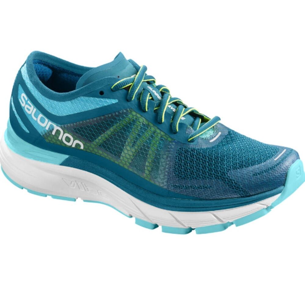 Salomon Sonic RA Max Running Sneakers Sensi Fit Shoes Lace Up Green Blue 8.5